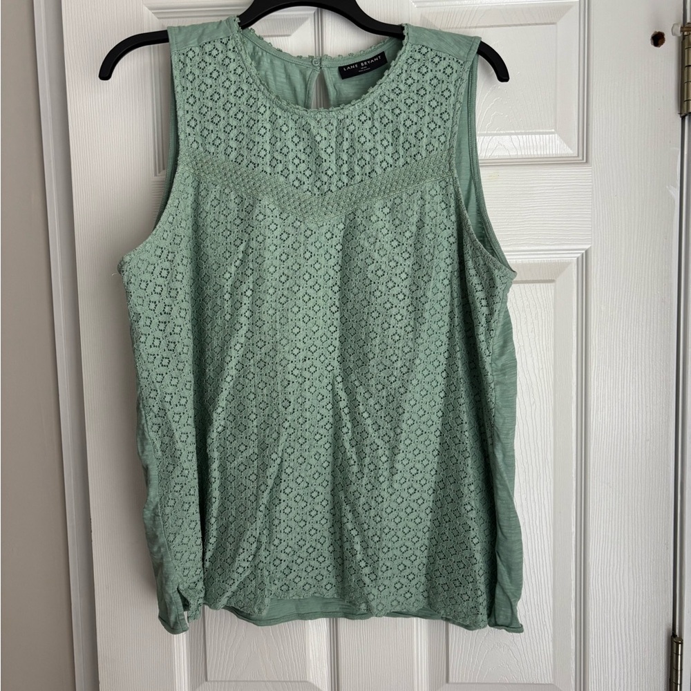 Lane Bryant Sleeveless Eyelet Blouse - Soft Green